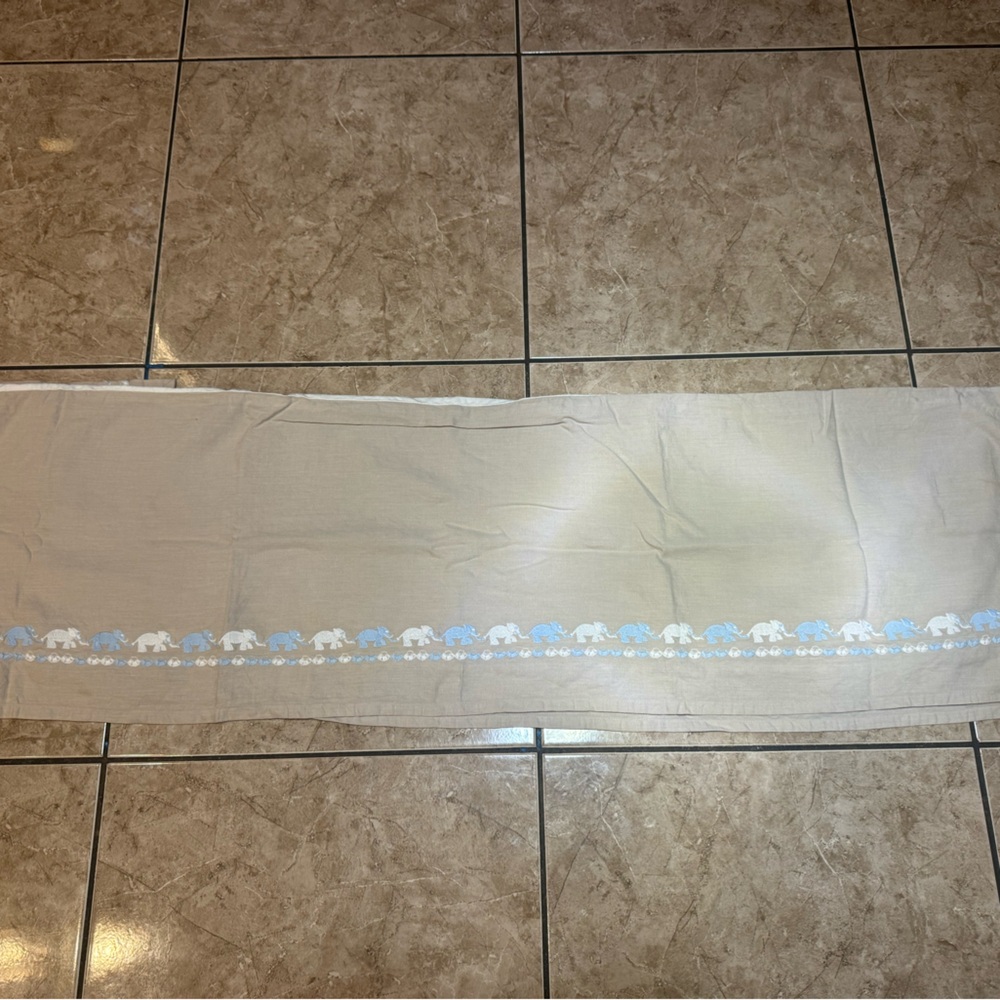 Restoration Hardware Beige Crib Skirt with Elephant Details